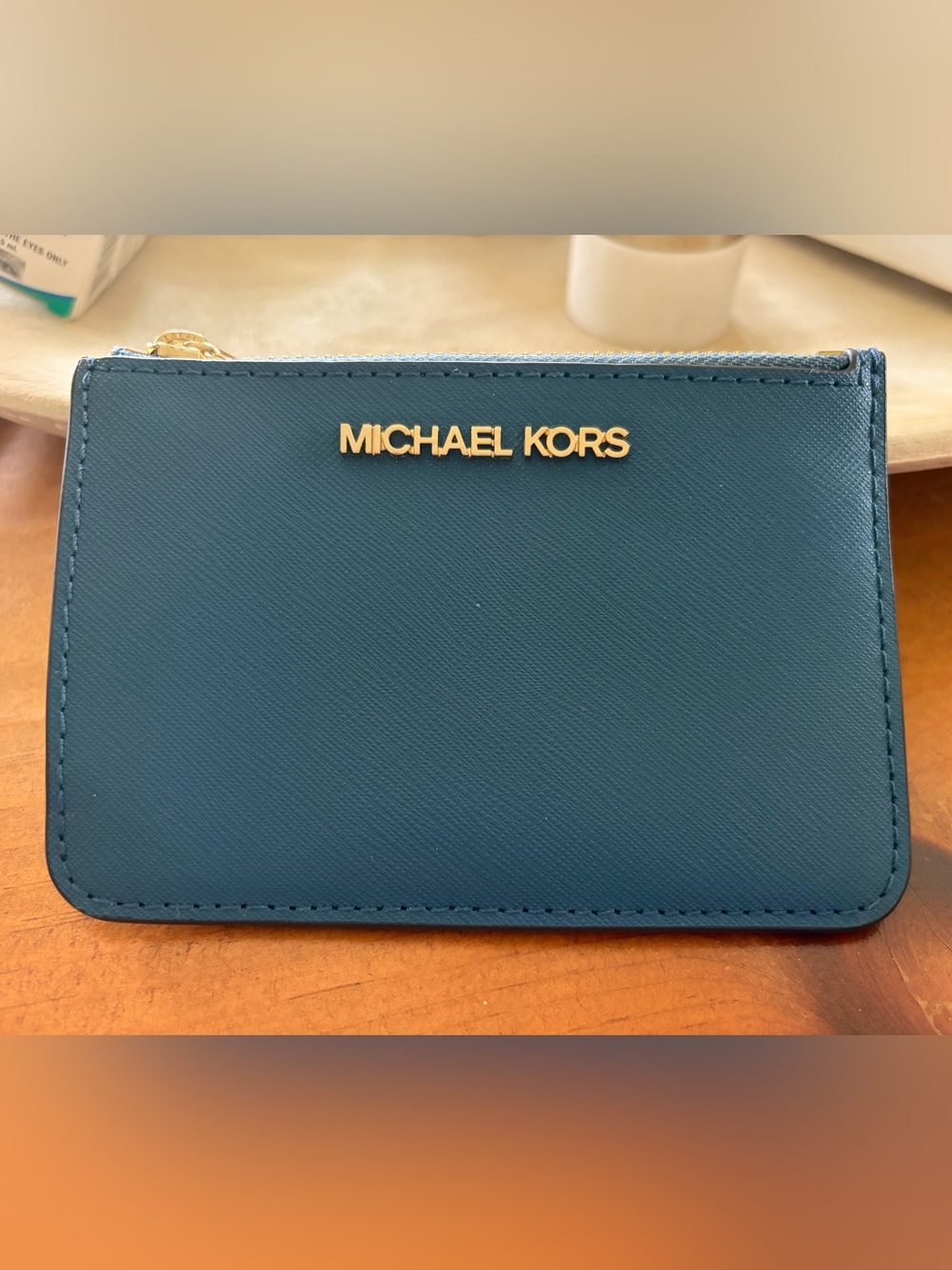 Michael Kors Blue Zip Card Case/Wallet